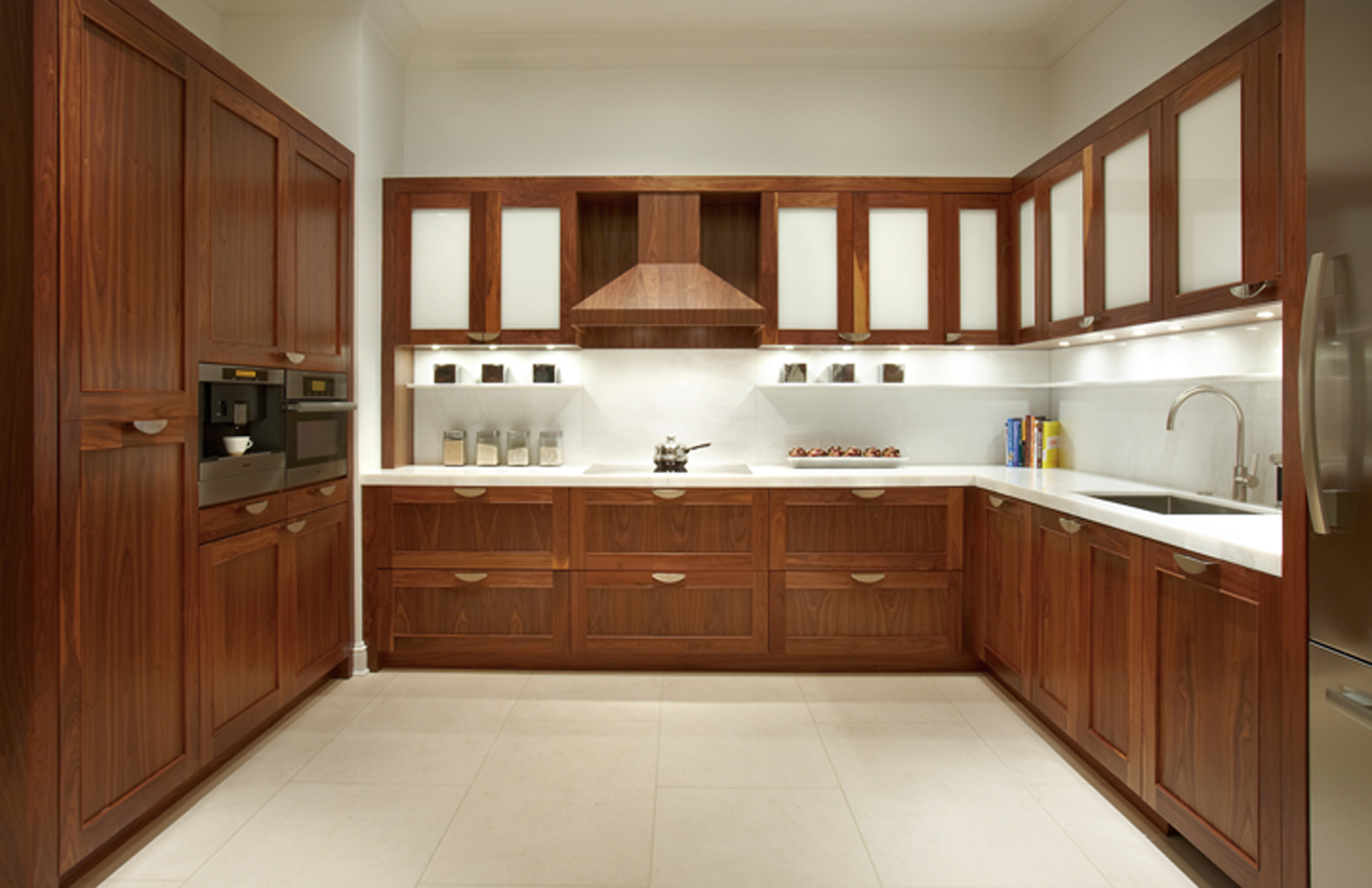 Custom Kitchen Cabinets in Natural Walnut 